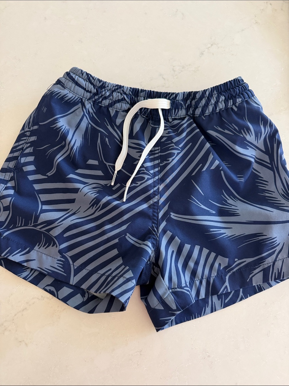 chubbies Boys Navy and Light Blue Palm Swim Trunks